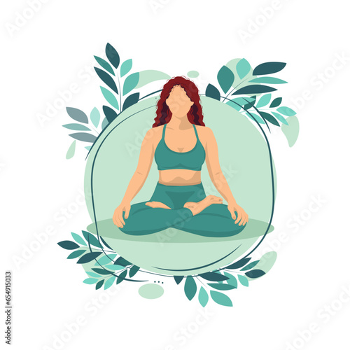 International Yoga Day. 21 June yoga day banner or poster with woman in lotus pose