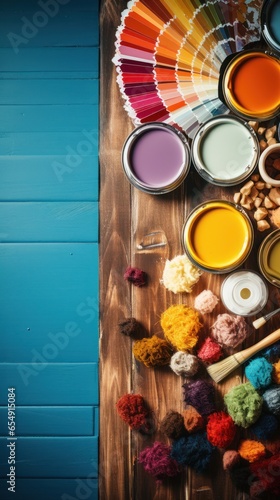 Home improvement. tools and paint swatches