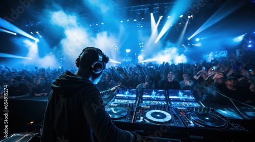 DJ hypes up crowd with electrifying beats © olegganko