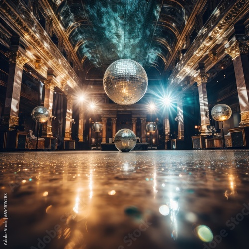 Dance floor shines with disco ball