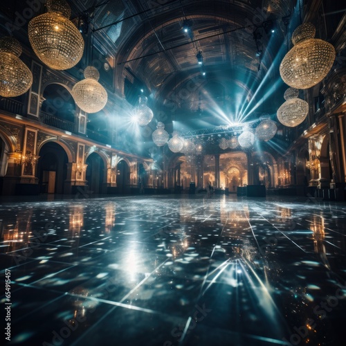 Dance floor shines with disco ball