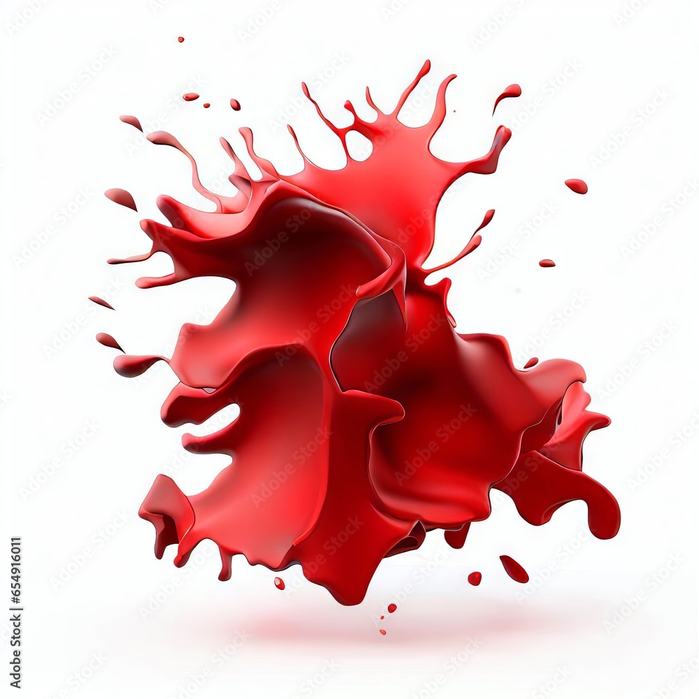Red Color paint splashes isolated on white background Red Color paint splashes isolated on white background