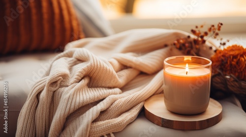 Cozy fall vibes. pumpkin spice and candles