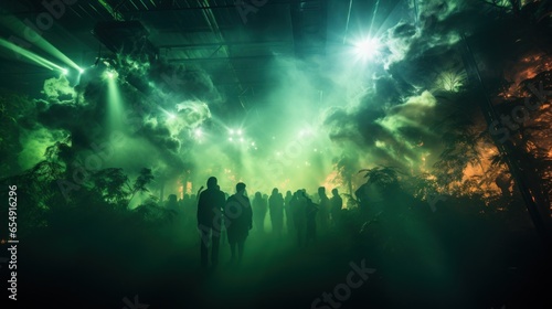 Otherworldly ambiance with smoke and lasers
