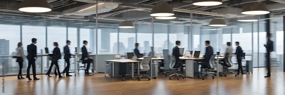 blurred background of a modern workplace