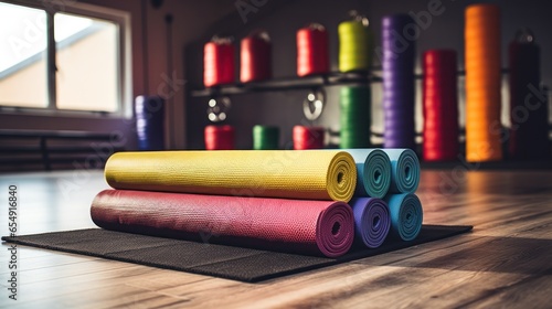 Fitness motivation. weights and yoga mats