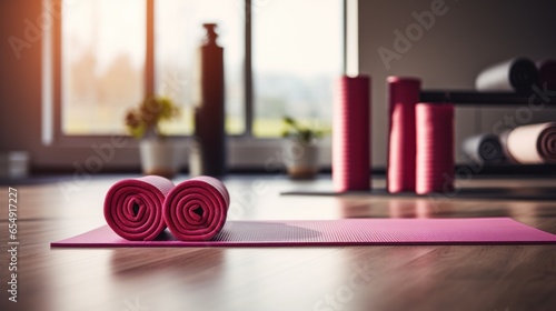 Fitness motivation. weights and yoga mats