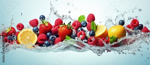 Fruit in water with copyspace for text