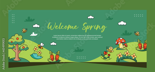 Horizontal spring banner template. Vector design