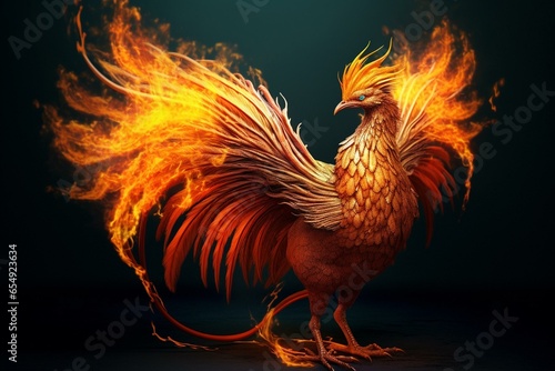 Flaming avian creature. Generative AI © Calliope