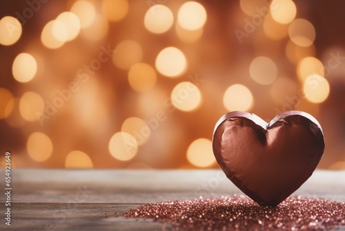 Valentine s Day chocolate heart  romantic celebration with delicious  blurred light  love-shaped  festive background. Generative AI