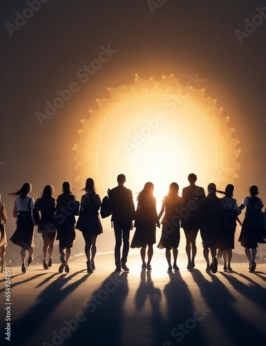 silhouettes of people on the street