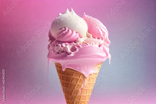 Illustration of an ice cream on pastel background.