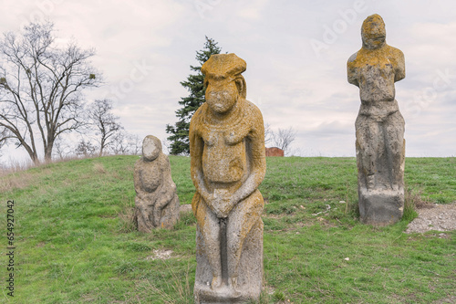 Polovtsian women - gravestone statues of the IX-XIII centuries. Pagan culture. Sculptures from Kremyanets mountain, near the city of Izyum photo