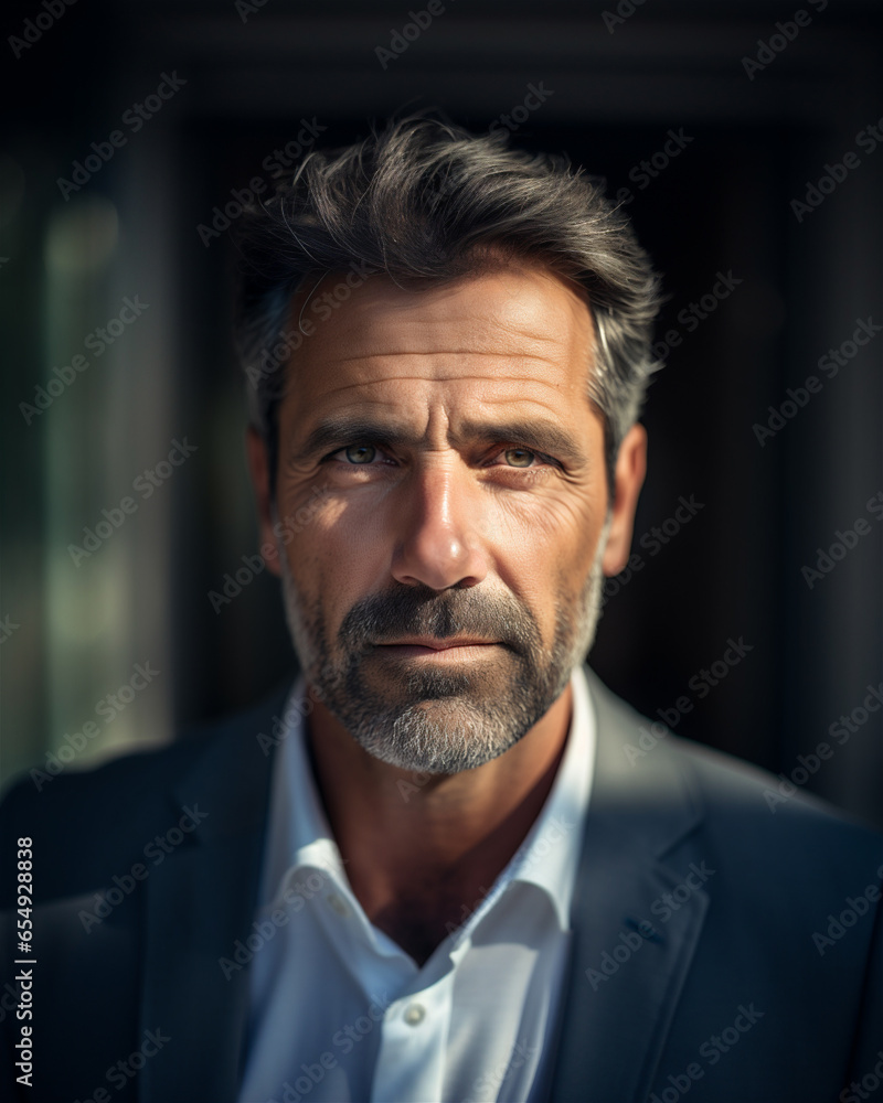 Captivating Close-Up of a Distinguished Businessman in his 50s: A Beacon of Elegance and Virility, This CEO with a Beard Represents Leadership and Corporate Success Captivating Close-Up of a Distinguished Businessman in his 50s: A Beacon of Elegance and Virility, This CEO with a Beard Represents Leadership and Corporate Success
