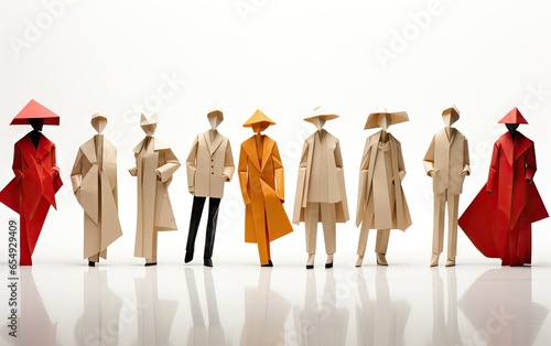 Small origami human figures