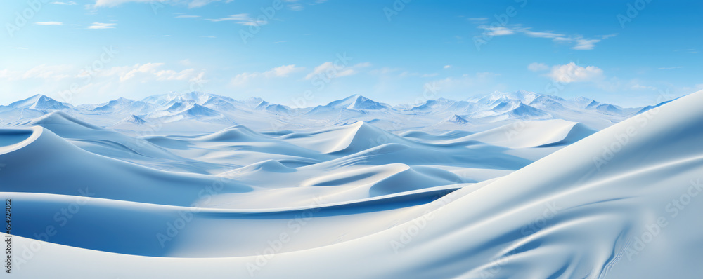 Snow winter landscape with snowdrifts, panaroma Snow winter landscape with snowdrifts, panaroma