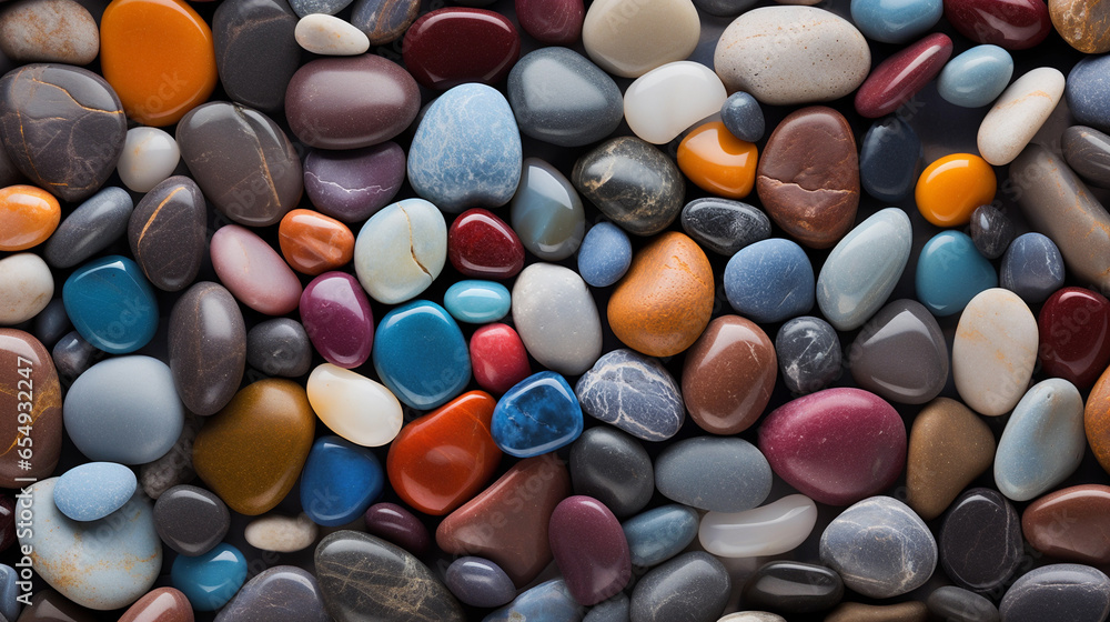 Background image of smooth multi-colored pebbles, top view. Background image of smooth multi-colored pebbles, top view.