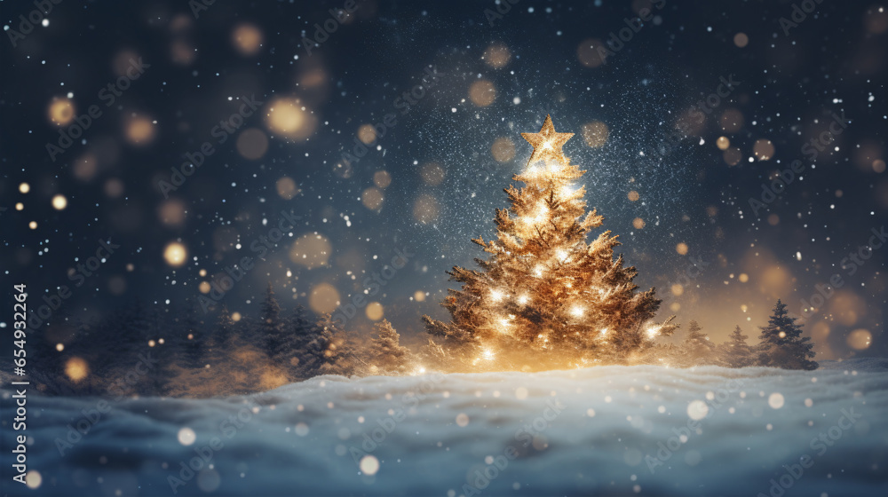 Obraz premium A snowy Christmas backdrop with a festive touch..