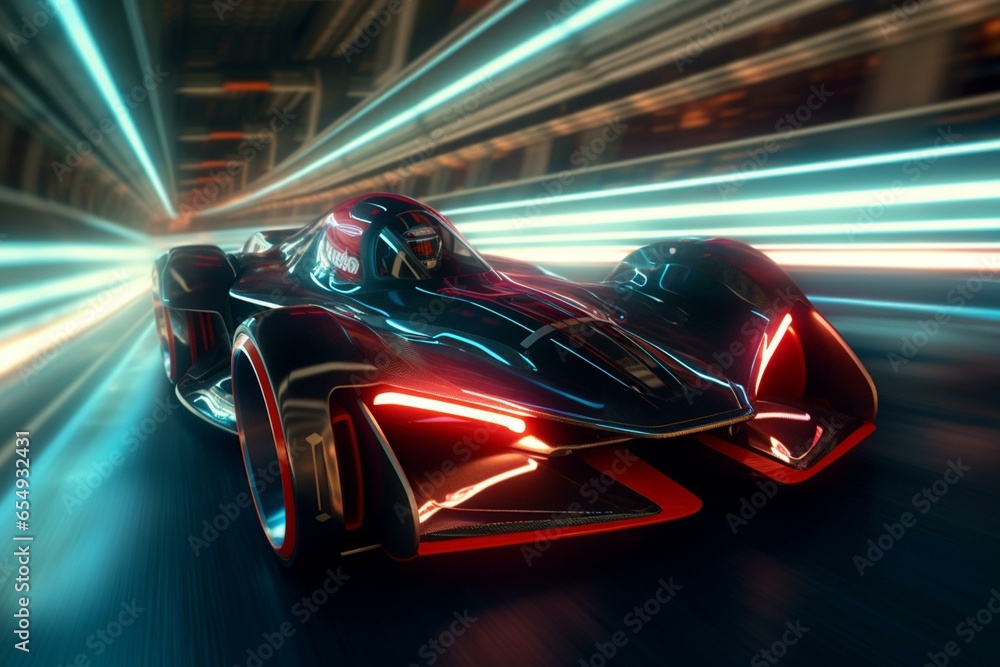 A futuristic car racing. Generative AI