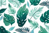 Pattern with tropical leaves on white background. Generative AI