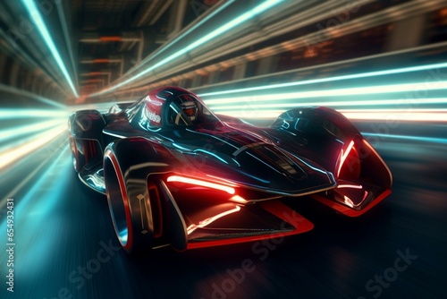 A futuristic car racing. Generative AI © Hezekiah