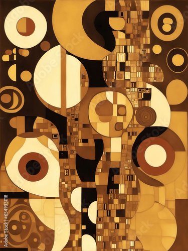 Abstract background vintage flat art concepts, simple shapes and forms gold mosaic design