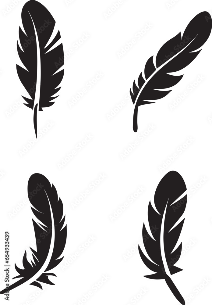 Fototapeta premium Feather vector silhouette illustration black color