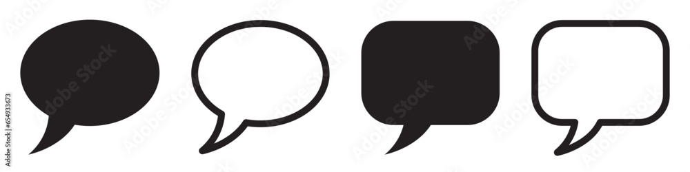 Set of speech bubble icons. Dialogue symbol, chat message bubbles. Talk bubble, communication, message. Comment, social media message. Vector. - obrazy, fototapety, plakaty 