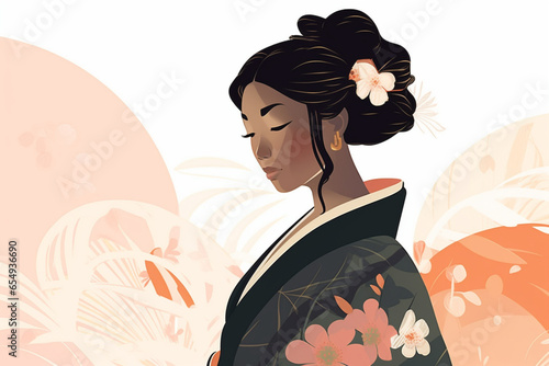 Black Women In Kimono Illustration