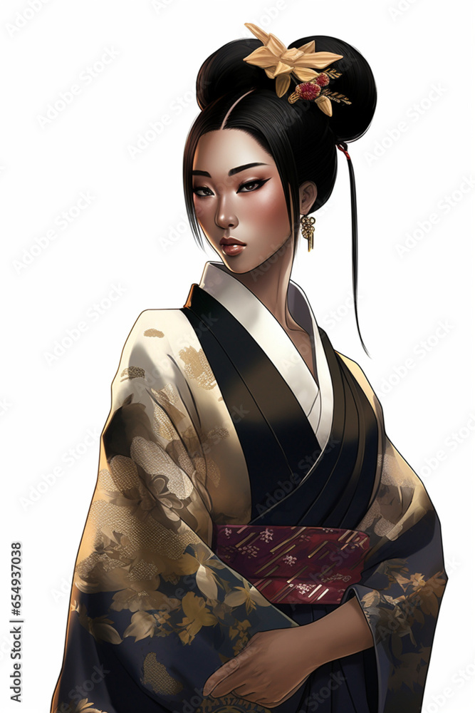 Japanese woman in kimono illustration Japanese woman in kimono illustration