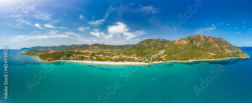 Aerial drone of Foxi Manna beach in Tertenia. Sardinia, Italy photo