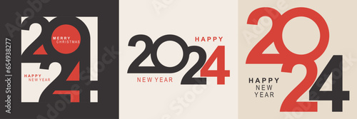 2024 typography design concept.Happy new year 2024 cover design with stylish and nice colors for banners, posters and greetings.