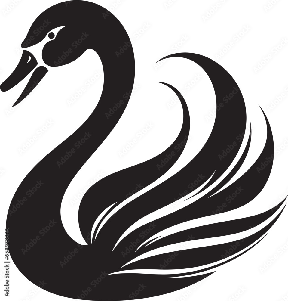 Obraz premium Vectorized Swan Elegance Black Swan in Art