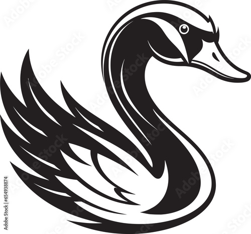 Fototapeta Naklejka Na Ścianę i Meble -  Artistic Swan Illustration Black and White Bird Emblem