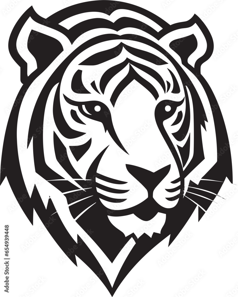 Obraz premium Untamed Predator Insignia Monochromatic Tiger Face Logo