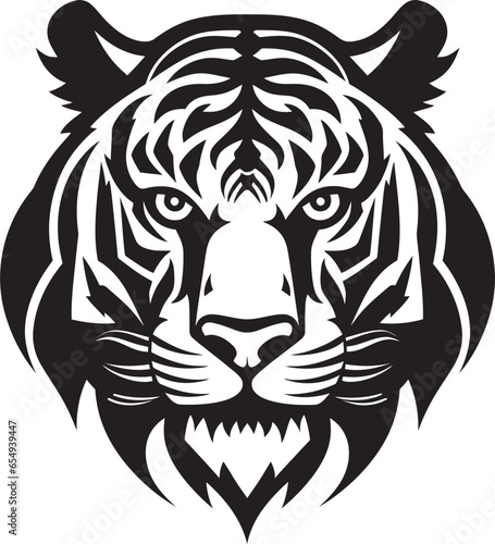 Fototapeta Naklejka Na Ścianę i Meble -  Shadowed Jungle Guardian Mighty Tiger Profile Logo
