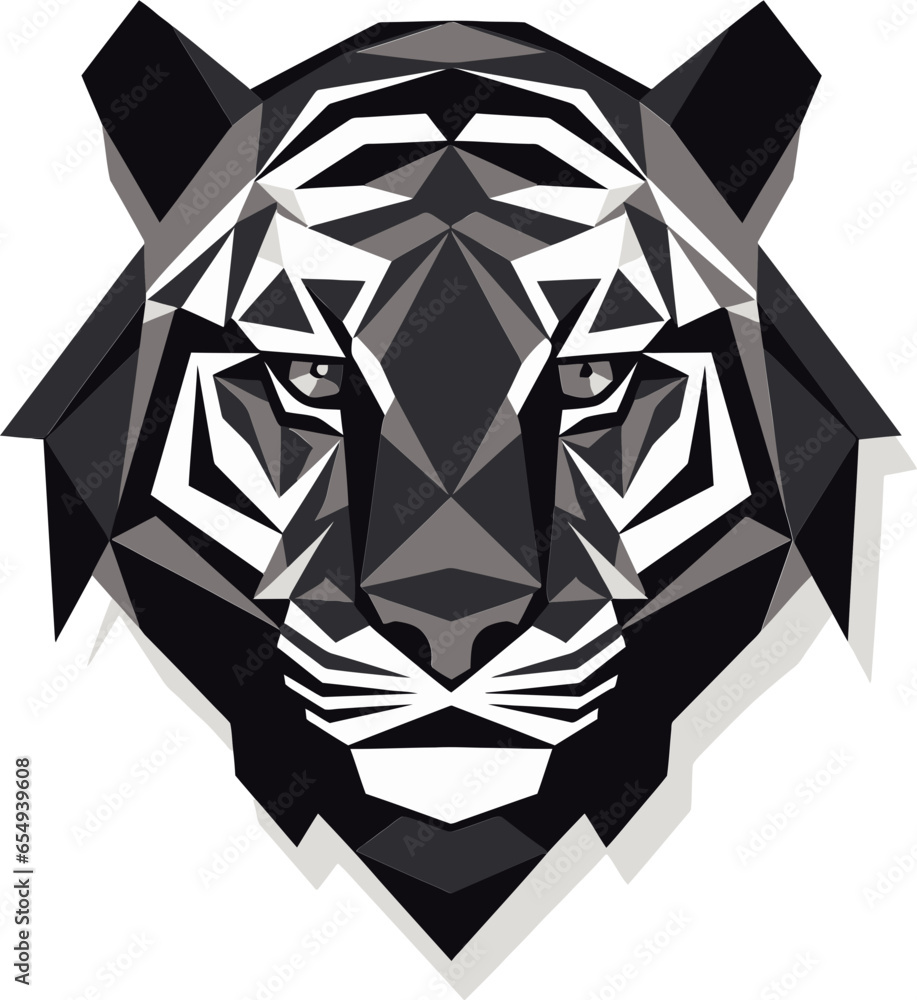 Fototapeta premium Mighty Black Tiger Symbol Nighttime Hunter Crest