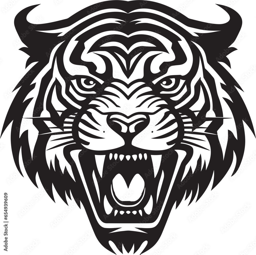 Sinister Tiger King Badge Regal Jungle Cat Icon