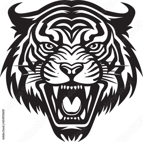 Fototapeta Naklejka Na Ścianę i Meble -  Sinister Tiger King Badge Regal Jungle Cat Icon