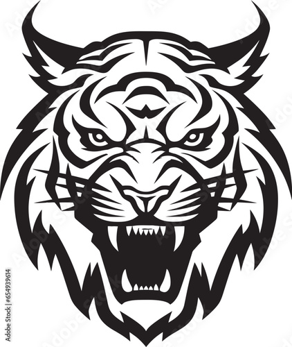 Fototapeta Naklejka Na Ścianę i Meble -  Majestic Tiger Face Logo Shadowed Beastly Insignia