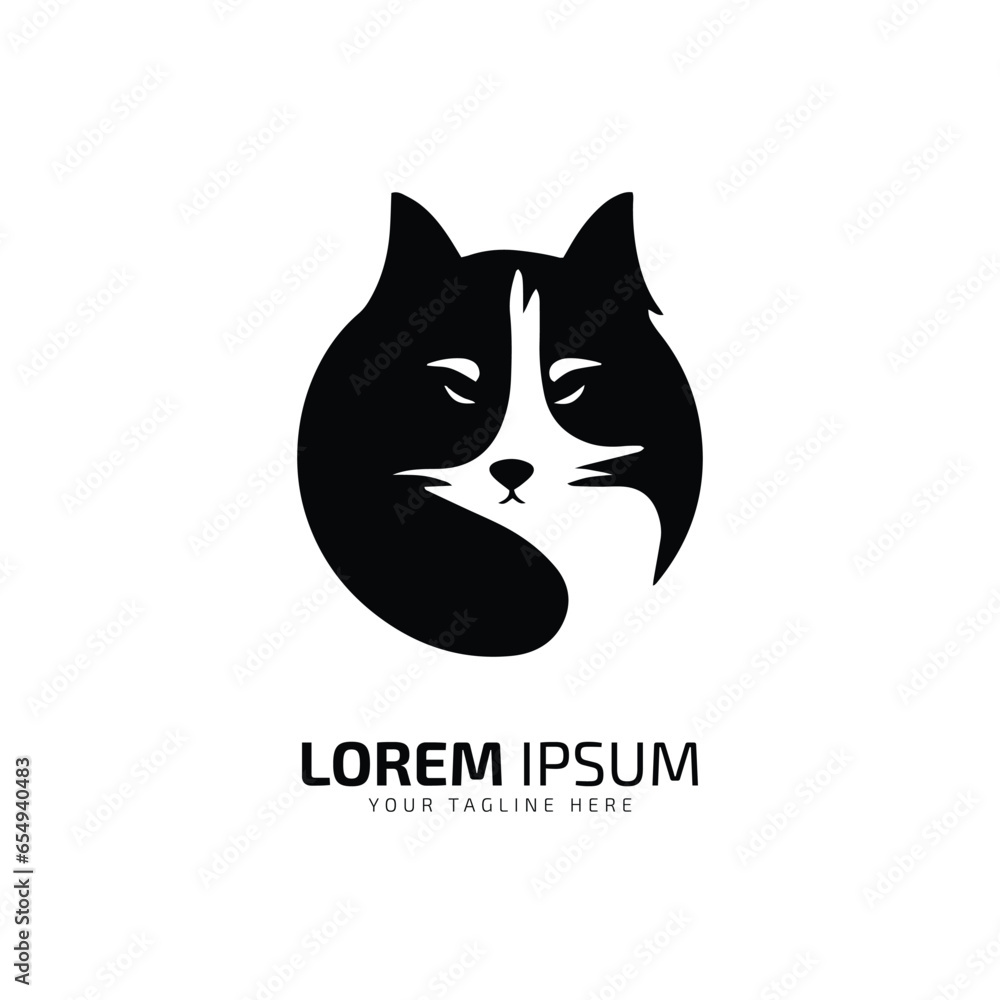 minimal and abstract logo of cat icon vector silhouette isolated design