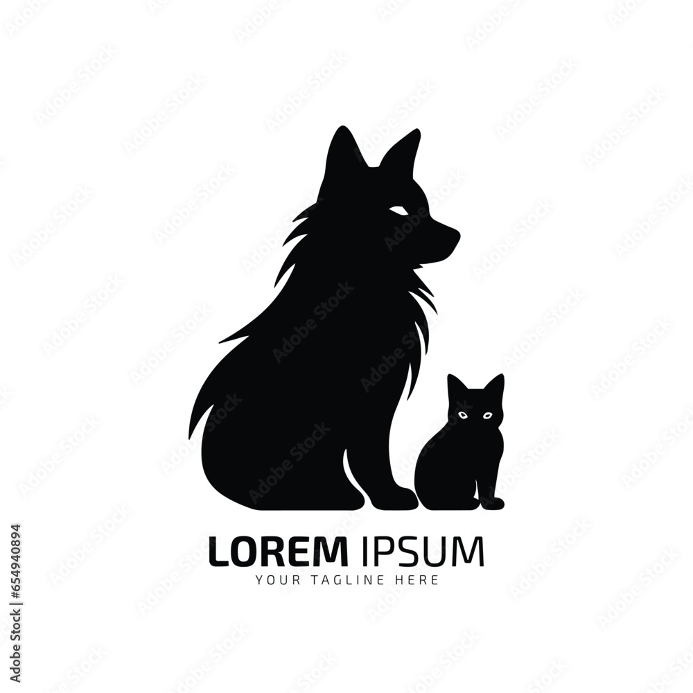 Obraz premium minimal and abstract logo of cat icon with kitten vector silhouette isolated design