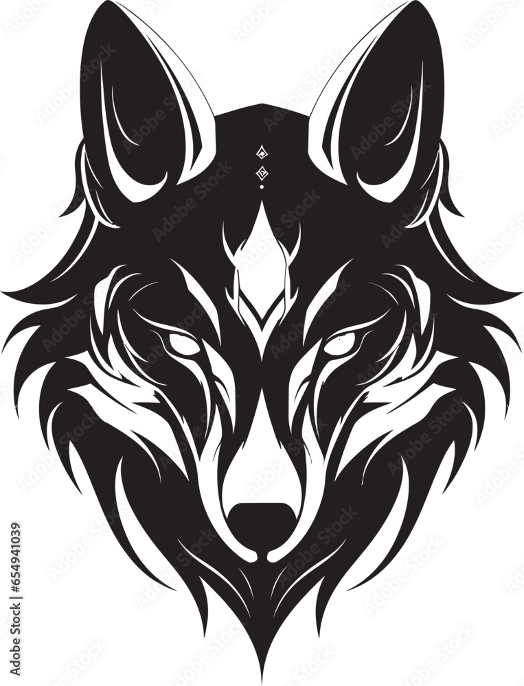 Monochromatic Wolf Face Logo Sinister Canine Seal Monochromatic Wolf Face Logo Sinister Canine Seal