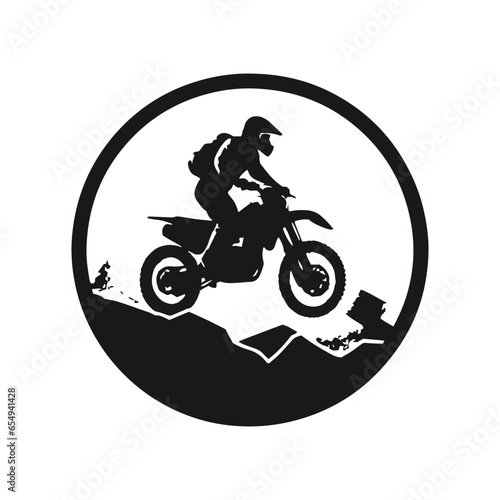 minimal and abstract logo of dirt bike icon mud bike vector silhouette isolated design motocross bike in circle