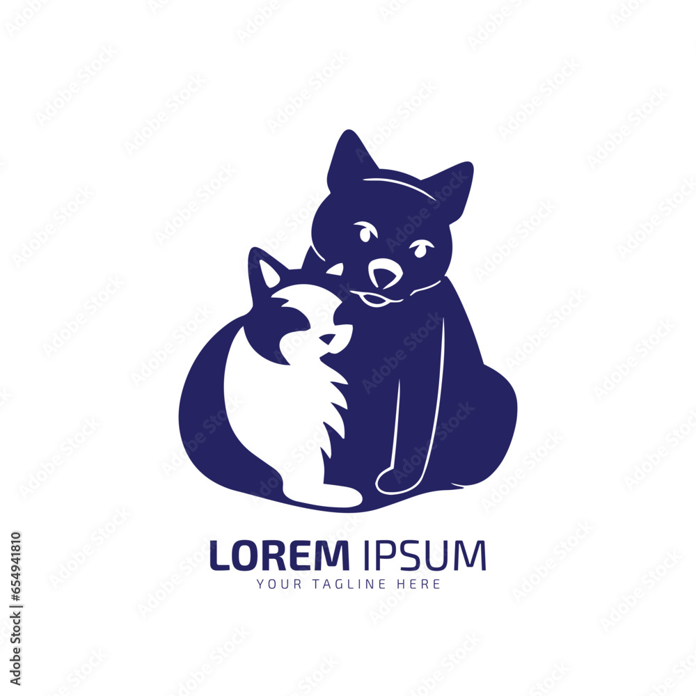 minimal and abstract logo of dog icon cat vector silhouette isolated design