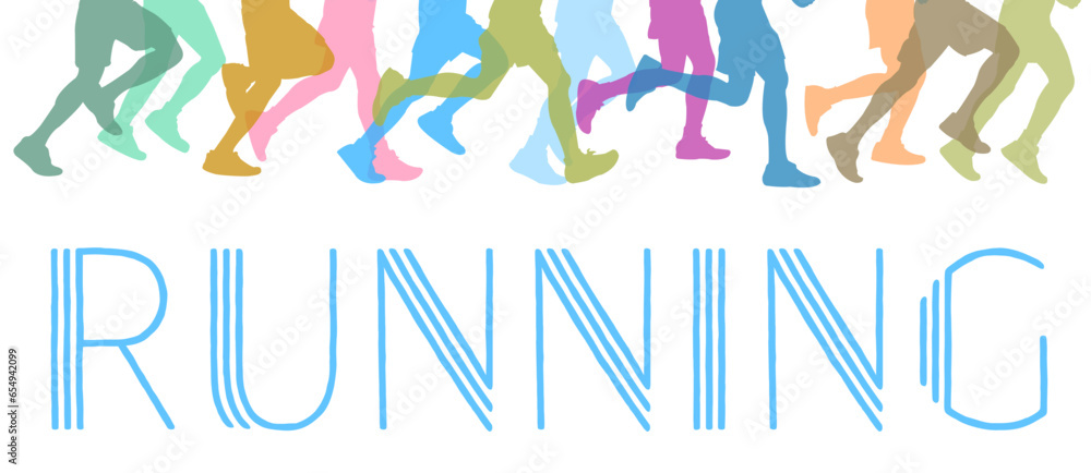 Running silhouettes of people