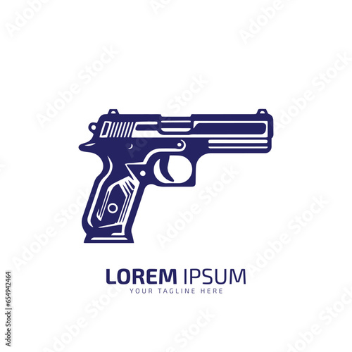 minimal and abstract logo of gun icon pistol vector silhouette isolated design