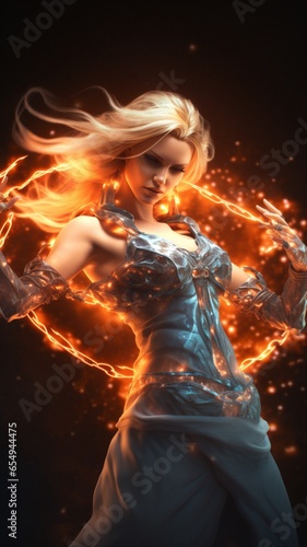 Aries zodiac sign a beautiful woman as fire demon Ai generated art