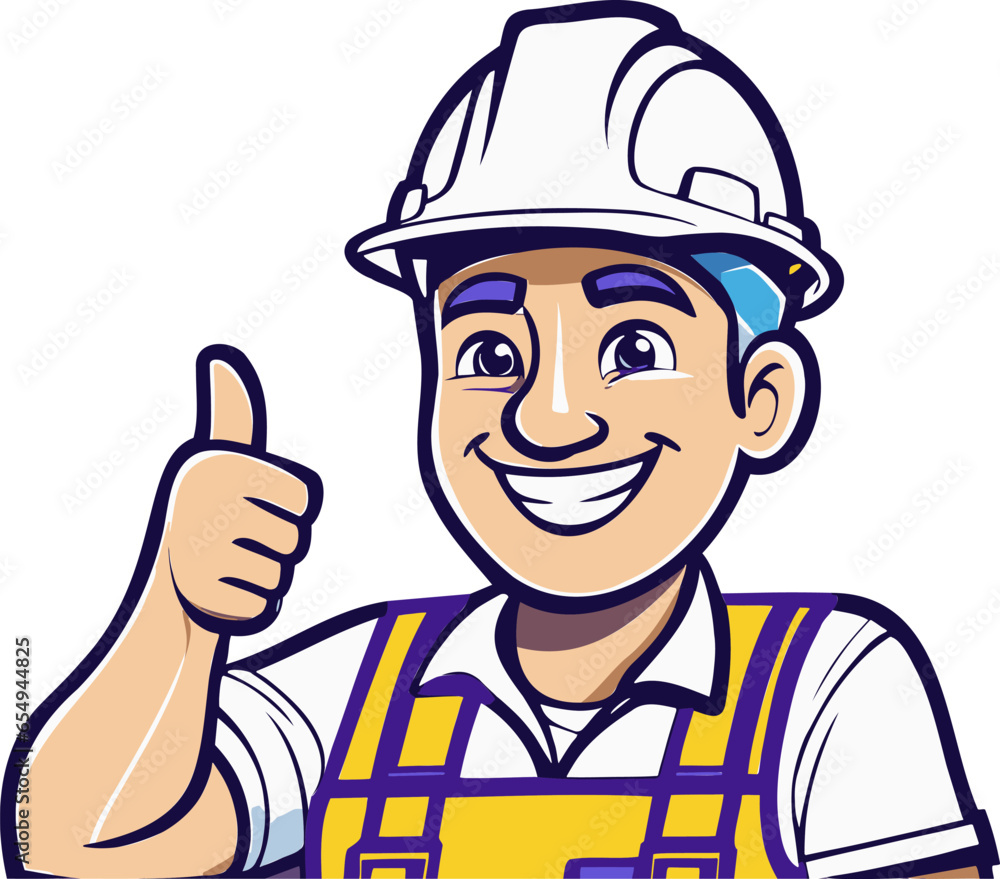 A Happy Construction Worker Showing His Success with a Thumbs Up Gesture